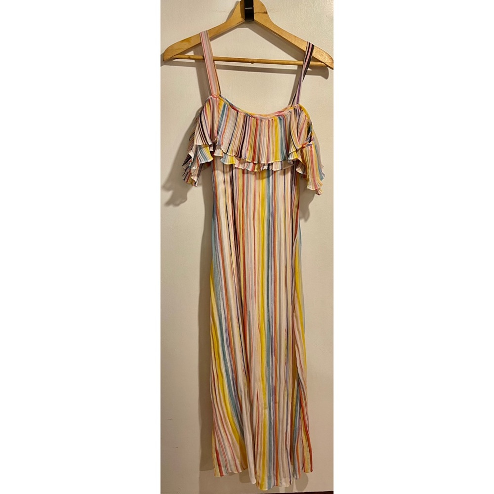 Cupio Cold Shoulder Striped Maxi Dress Siz…